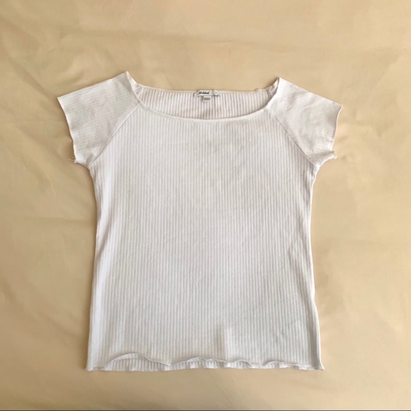 RIBBED WHITE STRETCH TEE - Picture 3 of 3